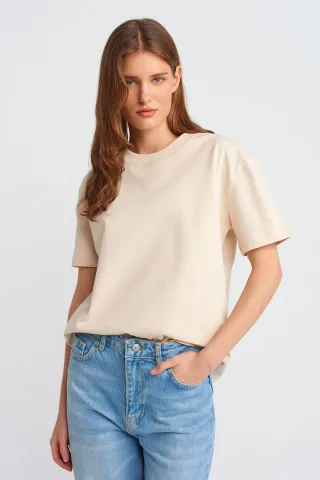 Damen Baumwoll Rundhalsausschnitt T-Shirt