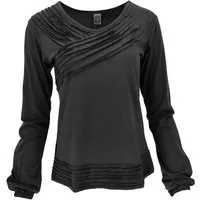 Guru-Shop Longsleeve Langarmshirt Boho Style, einfarbiges Shirt mit.. alternative Bekleidung