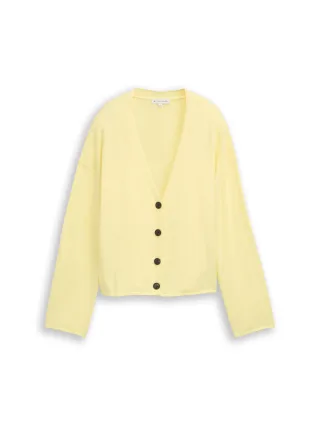Tom Tailor - Loose Fit Cardigan mit Kaschmir-Anteil soft lemon melange - Gr. - L
