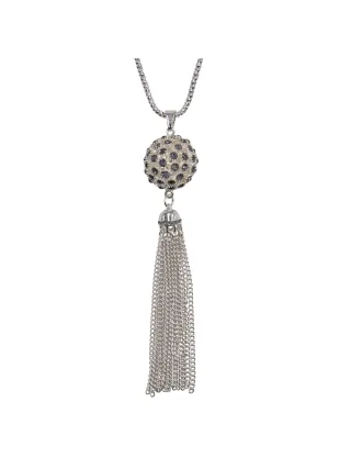 Steuer Modeschmuck Anhänger mit Kette Metall glanz Glasstein lila