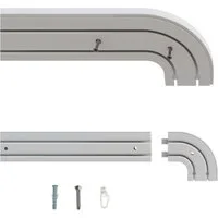 Gardineum Gardinenstange 2-lfg. Kunststoff, Längen v. 1,20 m - 4,00 m mgl. m. Rundbogen, 2-läufig
