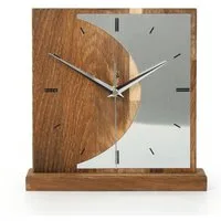 Kreative Feder Standuhr Designer-STANDUHR „Silvermoon“ aus Massivholz, ohne Ticken, Funk- oder Quarzuhrwerk, elegant, außergewöhnlich, modern