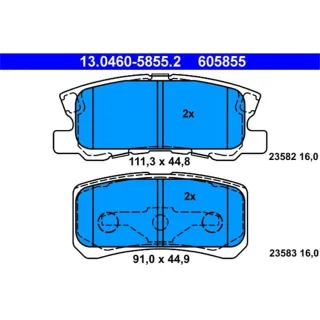 ATE Bremsbel?ge hinten Chrysler Citroen Jeep Lancia Mitsubishi Peugeot