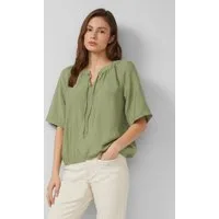 s.Oliver Kurzarmbluse Bluse Strukturierte Viskosemix-Bluse im O-Shape
