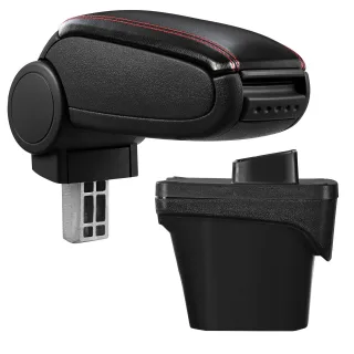 Armlehne Mittelarmlehne Leder Bezug Schwarz / Rot für Peugeot 308 II 09/2013-