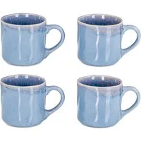 Levandeo® Becher, 4er Set Steingut Becher 350ml Tasse Blau Kaffeepott Tasse Modern