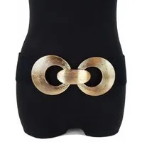 Ella Jonte Stretchgürtel elastischer Taillengürtel mit Statement-Doppelring-Schnalle 75 - 90 cm