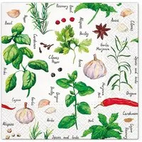PAW Sp. z o.o. Papierserviette Servietten, 33x33cm 3-lagig, Spices and Herbs - Gewürze und Kräuter