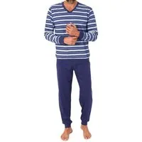 Normann Pyjama Normann Herren langarm Pyjama mit Bündchen in eleganter Streifenoptik