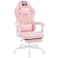 Woltu Gaming-Stuhl (1 St), mit Kopfkissen Lendenkissen Fußstütze, ergonomisch, Netzstoff