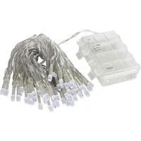 Linder Exclusiv GmbH LED-Lichterkette, Batterie Außen 7,35m 50 LEDs kaltweiß 6/18h Timer transparent