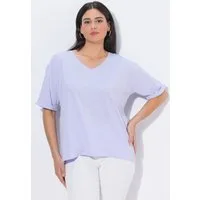 Ulla Popken T-Shirt T-Shirt Schulterschlitze Oversized V-Ausschnitt