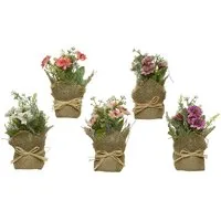 Kunstblume, Kaemingk, Kunstblumen im Jute Topf 17cm, 1 Stück farbig sortiert