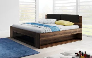 Bett HL2-51, 160 cm x 45 cm x 200 cm, monastery eiche/schwarz hochglanz NBHL2-51-eiche