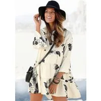 LASCANA Blusenkleid in weiter Form mit Volants und Blumenprint, Tunikakleid, Strandkleid