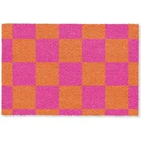 MuchoWow Fußmatte Schachbrettmuster - Orange - Rosa - Blöcke, Rechteckig, innen Schmutzfangmatte, Tür, Schmutzfänger Flur, Teppich 60x40 cm