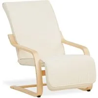 Homestyle4u Relaxsessel Schaukelsessel Wohnzimmer Beige Schwingsessel Schaukelstuhl Füßstütze (1 Stuhl, 1-St., Stuhl mit Bezug), Bezug Baumwolle, abnehmbar, Fußteil verstellbar, Beige / Natur