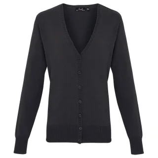Premier - Strickjacke V-Ausschnitt für Damen (Holzkohle)