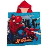 texpot Badeponcho Badeponcho 55x55 cm mit Kapuze Spiderman Kinderbademantel, 55, Baumwolle, strapazierfähig