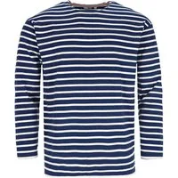 modAS Langarmshirt Herren Shirt Bretonisches Streifenshirt 25007 - Gestreiftes Sweatshirt Baumwolle, Maritimer Ringellook, Leicht überschnittene Ärmel, Rundhals
