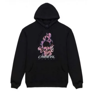 Krimineller Schaden Flamin Schädel Männer schwarzer Kapuzenpullover