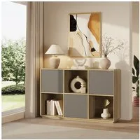 en.casa Sideboard, »Trömi« mit 3 Türen 75 x 120 x 30 cm Eicheoptik / Grau
