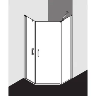 Kermi Pega Fünfeck-Duschkabine PE43L09020VAK 90x90x200cm, silber hochglanz, ESG klar, links