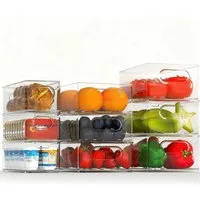 Refined Living Aufbewahrungsbox Kühlschrank Organizer Set Stapelbar - 9er Set (3 Größe) Korbeinsatz (Küchen Organizer mit Griff Küchenorganizer-Set Vorratsdose BPA frei, 9 St., Make-up organizer, Food container Obst Gemüse bleibt Frischhaltedose), fü