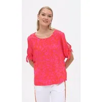 Passioni Blusentop mit abstraktem Print und Bindedetails