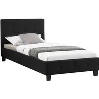CARO-Möbel Polsterbett OHIO, Einzelbett 90x200 cm Bettgestell mit Lattenrost und Kopfteil schwarz