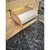 Jürgen Bocker - Gartenambiente Wasserfall Wasserfall Mambo 30 cm abgerundet Edelstahl matt LED Sets Auslauf, 30,00 cm Breite