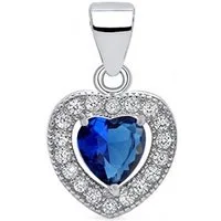 Goldene Hufeisen Herzanhänger Saphir Zirkonia Herz Anhänger für Halskette 925 Silber, 925 Sterling Silber mit Zirkonia Silberschmuck für Damen