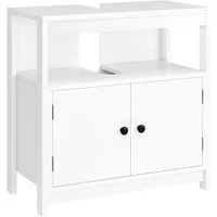 Homfa Waschbeckenunterschrank Badezimmer Unterschrank mit 2 Türen und offenem Fach, Holz, 60 cm breit