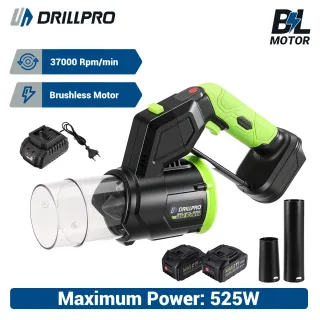 Drillpro 18V Brushless Motor Garden Blower with Rotating Head 525W 4 Speed Settings 50 m/s 37000 RPM Compatible with 18V