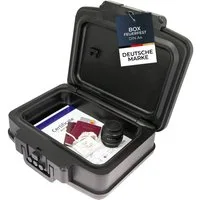 HMF Geldkassette Feuerfeste und wasserdichte Dokumentenbox DIN A4, sicherer Tresor mit Zahlenschloss, 44,5 x 16,5 x 36,5 cm, schwarz