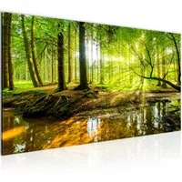 Runa Art Wandbild Wald See Natur Landschaft Deko Bilder XXL Wohnzimmer Schlafzimmer, Wald