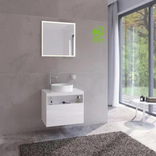 Keuco Stageline Waschtisch-Unterschrank 32854300000 65 x 55 x 49 cm, Dekor weiß, Glas weiß klar, ohne Elektrik, mit Hahnlochbohrung