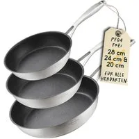 SILBERTHAL Bratpfanne 3er Set Pfannenset beschichtet, Induktion, Edelstahl (3-tlg), für alle Herdarten, backofenfest