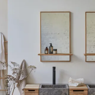 Spiegel aus Teak mit Ablage Wandspiegel