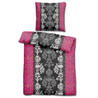 CloudComfort Basic Mikrofaser Bettwäsche schwarz/pink 135 x 200 + 80 x 80 cm
