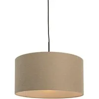 Qazqa Pendelleuchte Combi, ohne Leuchtmittel, Warmweiß, QAZQA Hängeleuchte, e27, Beige, Textil, Modern