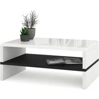 Mazzoni Couchtisch Design Rock Tisch Weiß Hochglanz / Schwarz matt 100x60x43cm