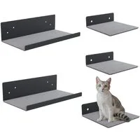 QLS Katzen-Kletterwand Set Schwarz, mit Filz 2 Liegen 3 Stufen zur Wandmontage