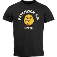 MoonWorks Print-Shirt Herren T-Shirt Psychisch am Ente Messer Witz Wortspiel Statement mit Print
