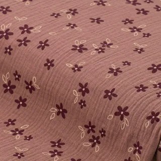 Musselin/Doppel-Gaze "Blumen", mauve-color