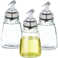 relaxdays Ölspender Ölflasche Glas 3er Set nachfüllbar, (3-tlg)