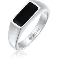 Kuzzoi Siegelring Herren Siegelring Emaille Schwarz 925 Sterling Silber