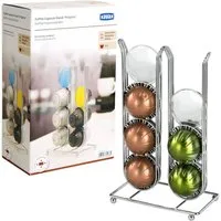 Xavax Kapselhalter Kapsel-Halter Halterung Ständer Pilastro Silber, Spender für 16x Dolce Gusto / Nespresso Vertuo Kaffee-Kapseln Caps