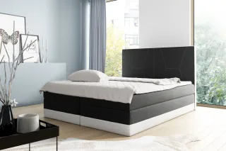 Boxspringbett Schlafzimmerbett VELARO 180x200cm Schwarz-Weiss