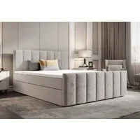 B&B Home Boxspringbett Boxbett Adelle 160 cm 180 cm 200 cm (H3 Matratze Bonellfederung, Kopfteil, Bettkasten und Topper)